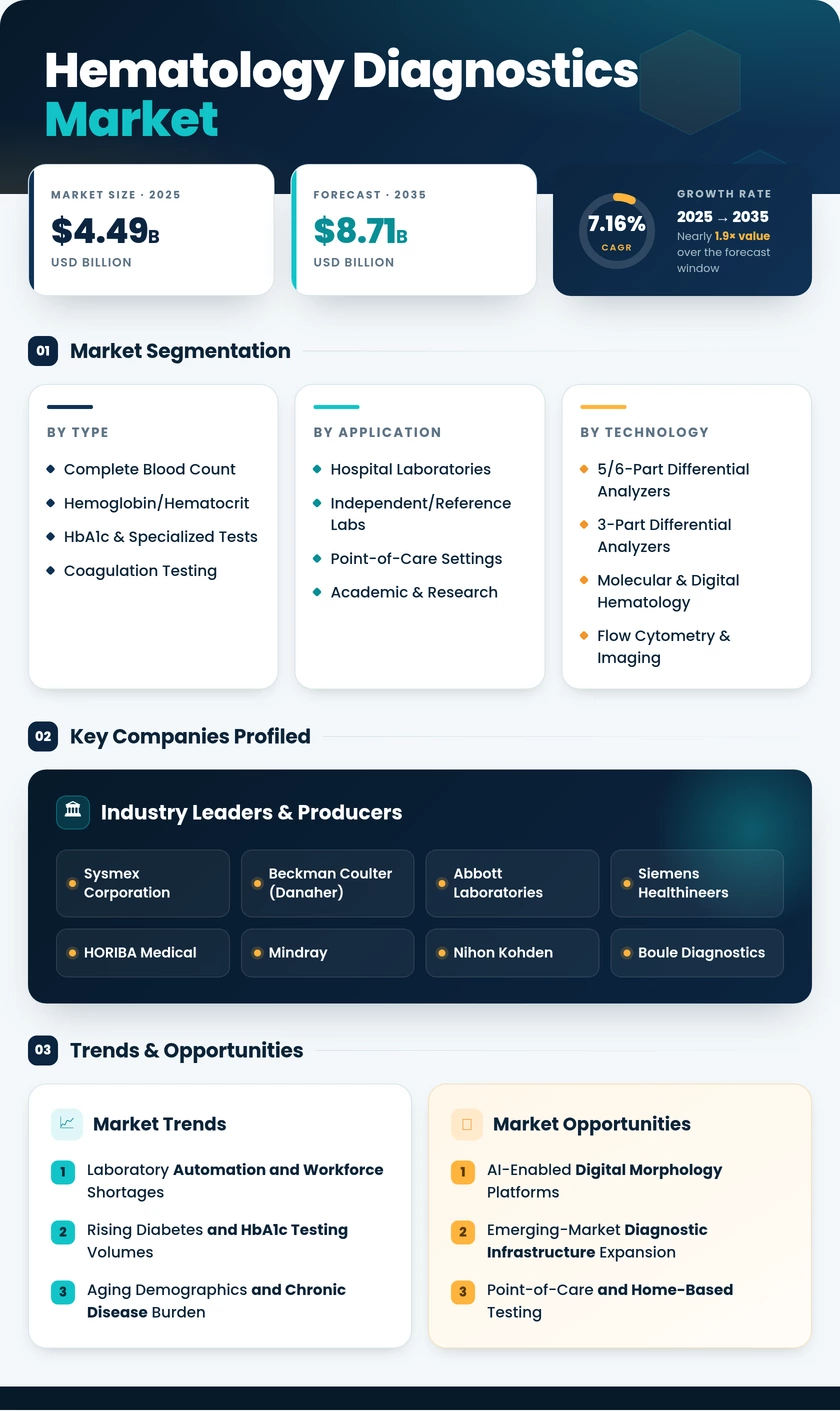Hematology Diagnostics Market Research Report – Forecast to 2035 Infographic