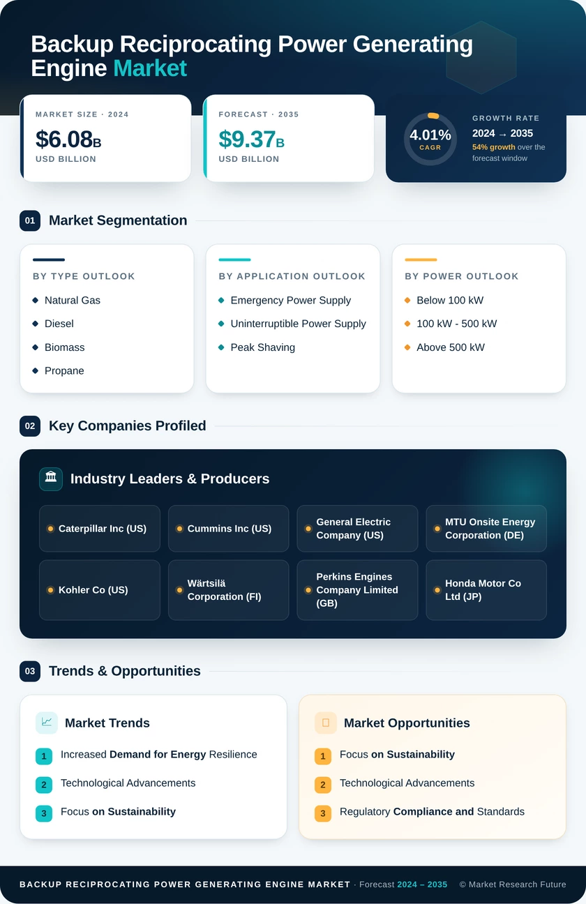 Backup Reciprocating Power Generating Engine Market Research Report — Global Forecast till 2035 Infographic