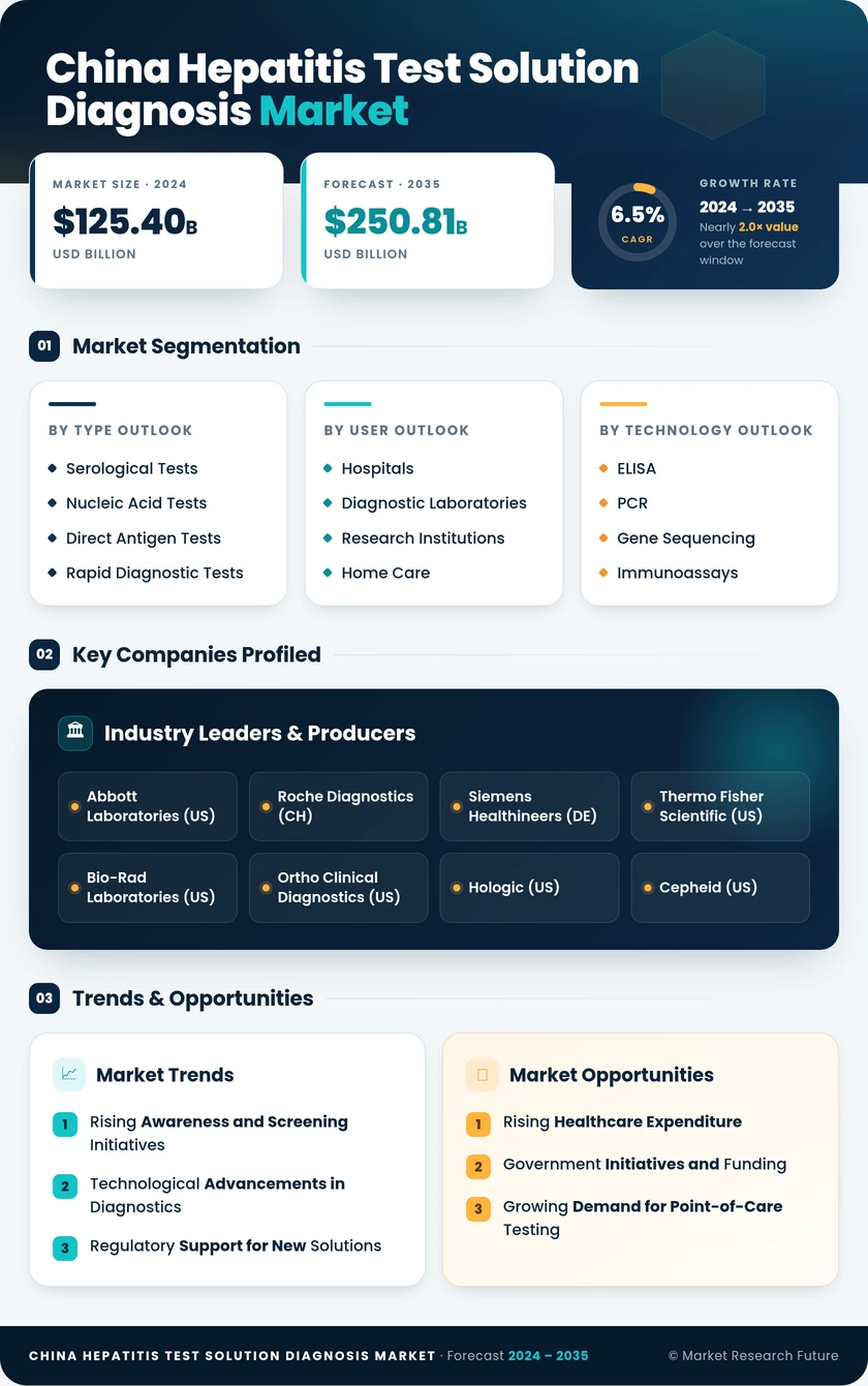 China Hepatitis Test Solution Diagnosis Market Research Report - Forecast to 2035 Infographic