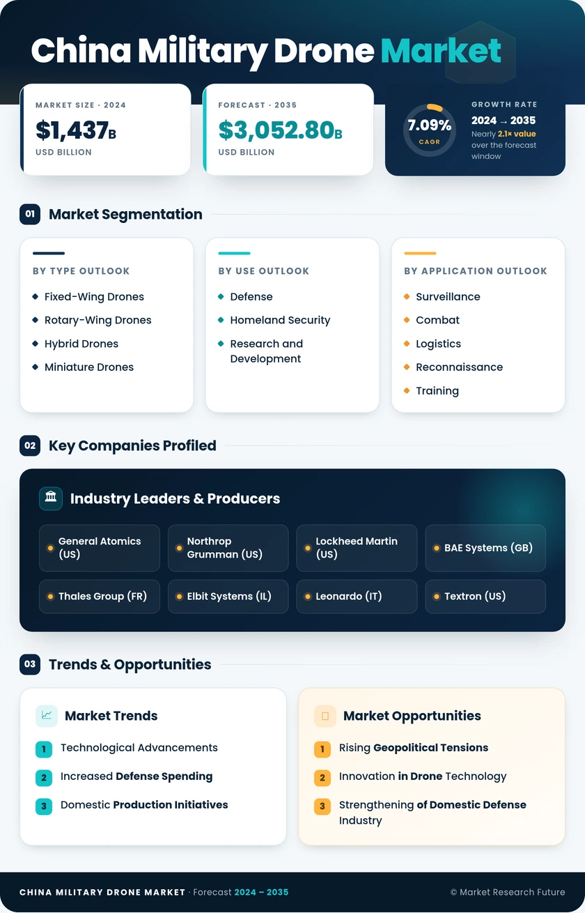 China Military Drone Market Research Report — Forecast till 2035 Infographic