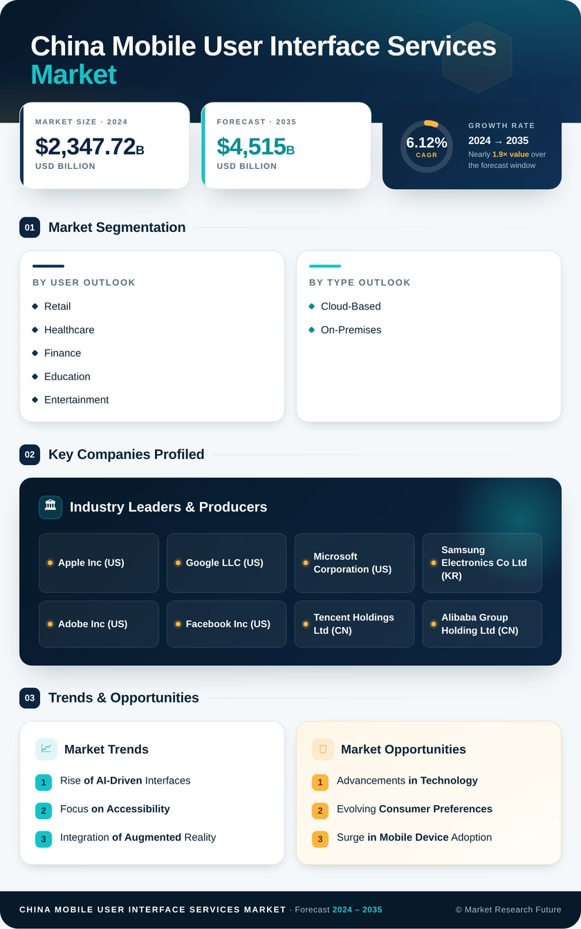 China Mobile User Interface Services Market Research Report - Forecast to 2035 Infographic