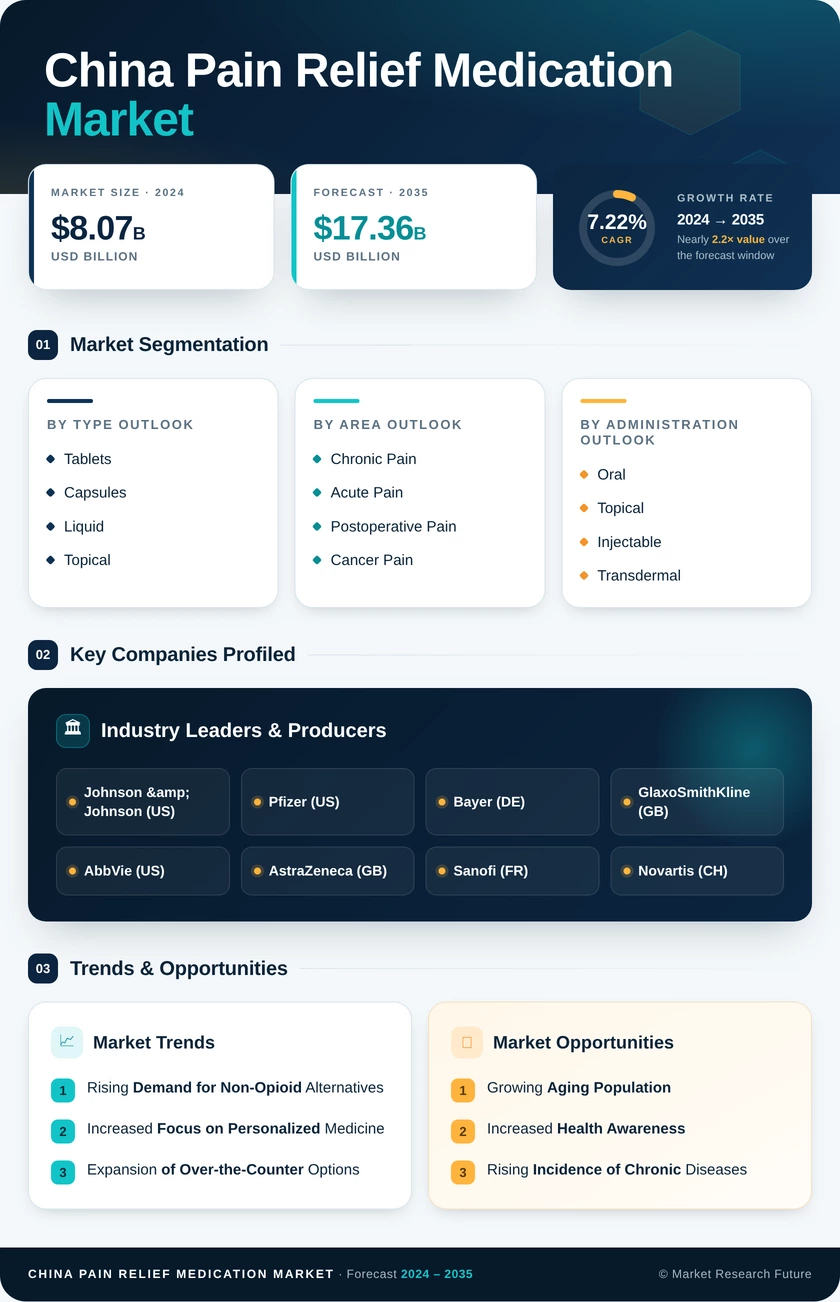 China Pain Relief Medication Market Research Report-Forecast to 2035 Infographic