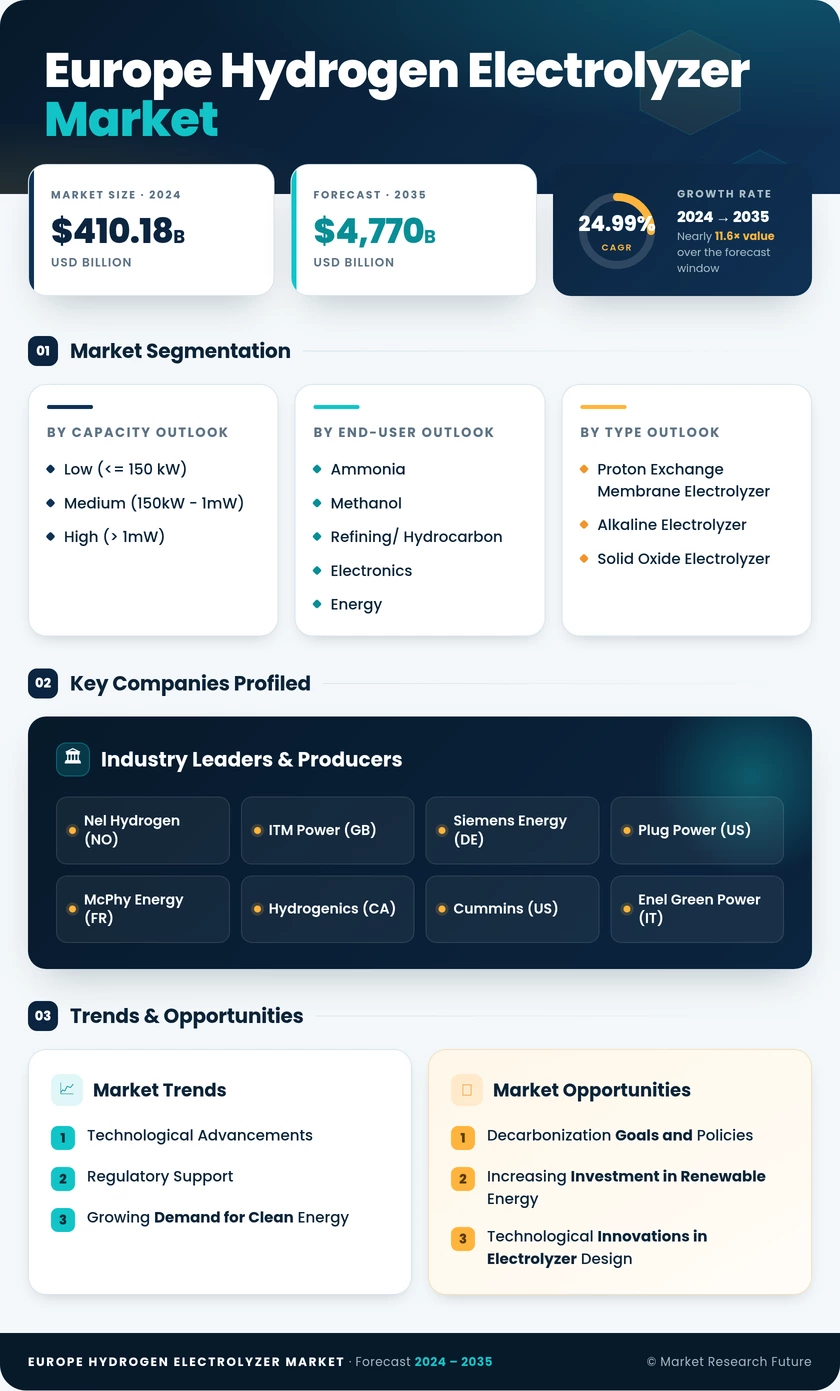 Europe Hydrogen Electrolyzer Market Research Report-Forecast to 2035 Infographic