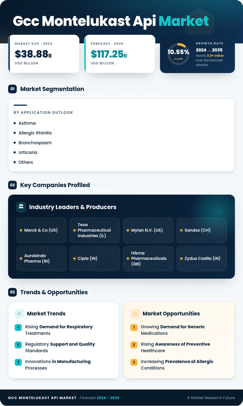 GCC Montelukast API Market Research Report - Forecast to 2035 Infographic