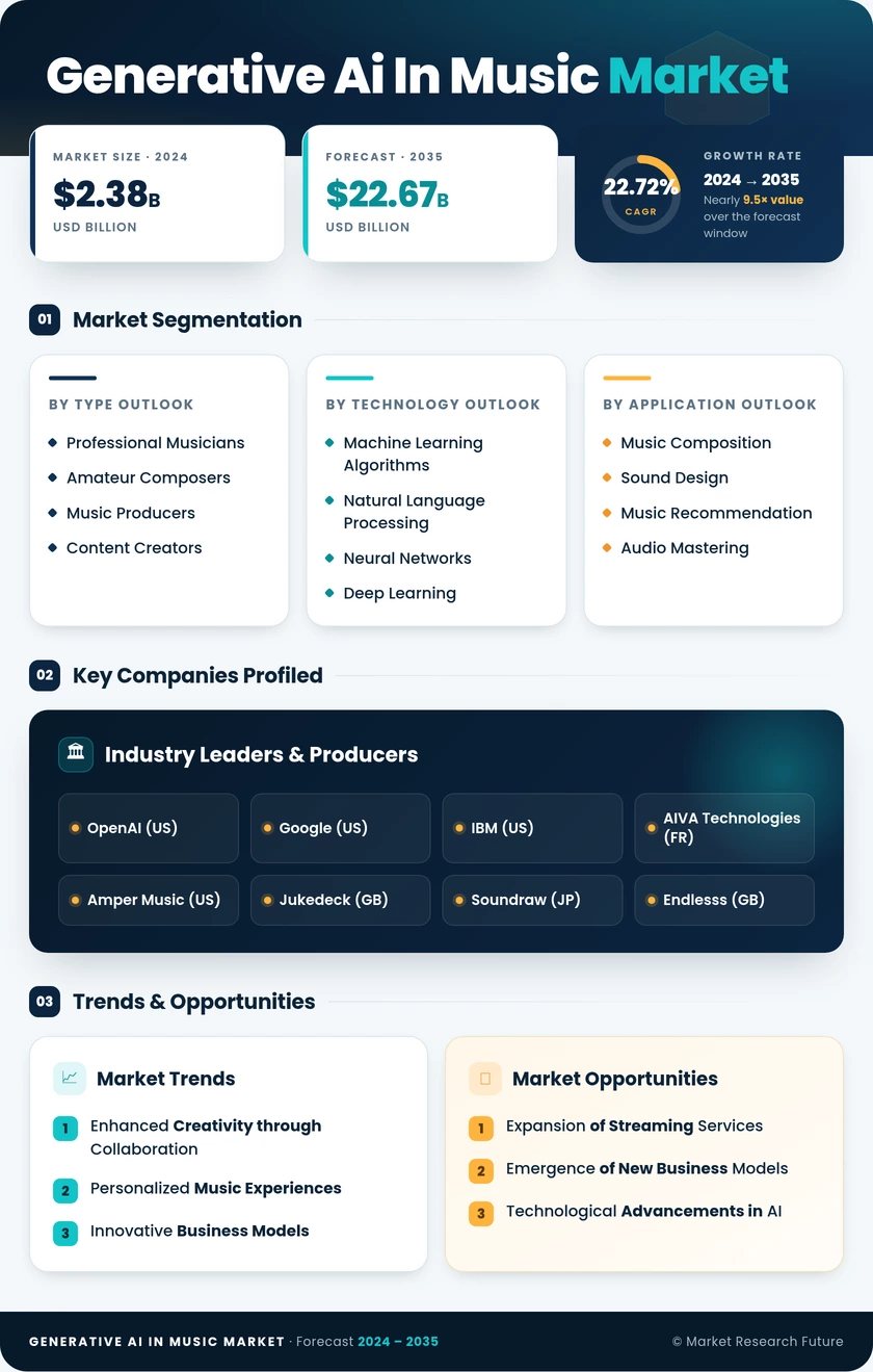 Generative AI in Music Market Research Report - Global Forecast till 2035 Infographic