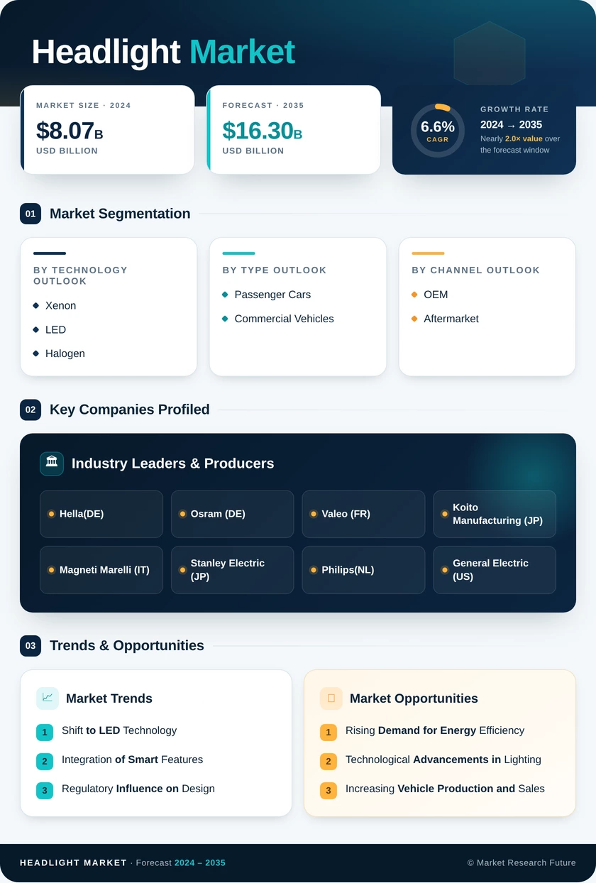 Headlight Market Research Report — Global Forecast till 2035 Infographic