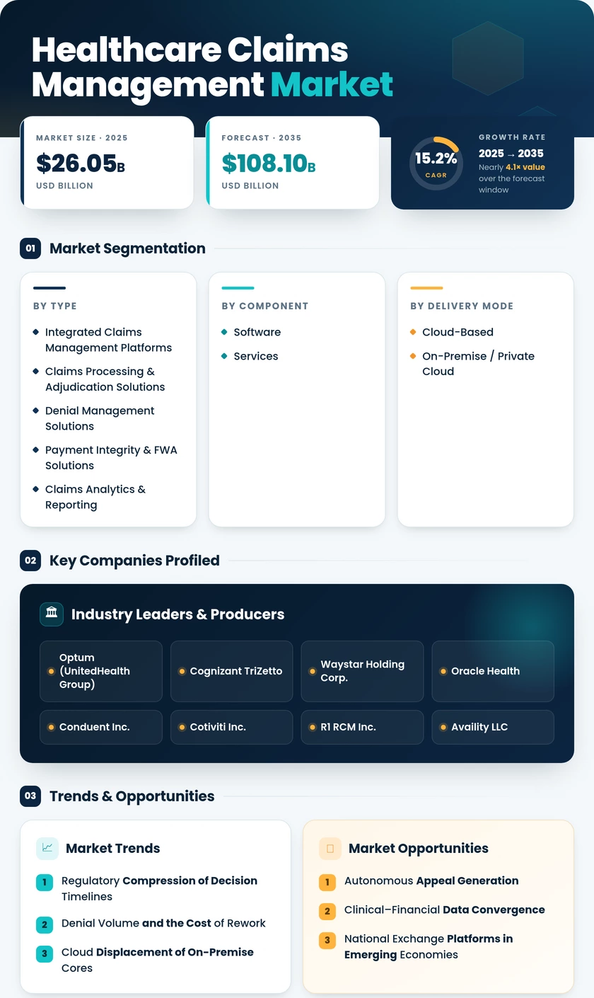 Healthcare Claims Management Market Research Report – Forecast to 2035 Infographic