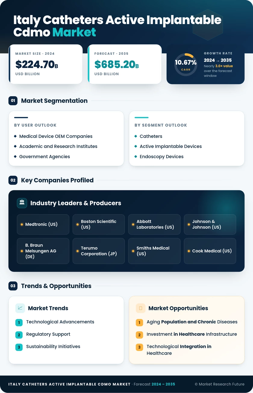 Italy Catheters Active Implantable CDMO Market Infographic