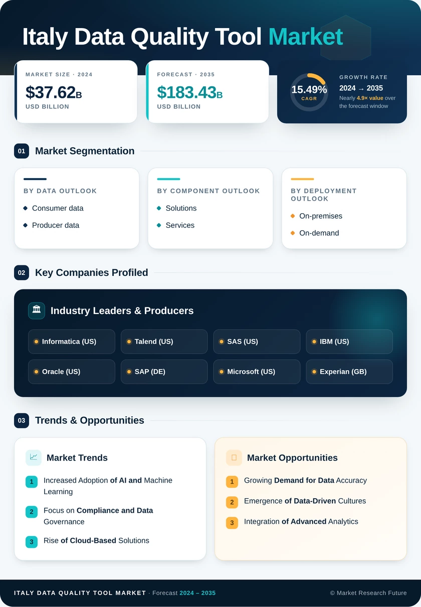 Italy Data Quality Tool Market Research Report-Forecast to 2035 Infographic