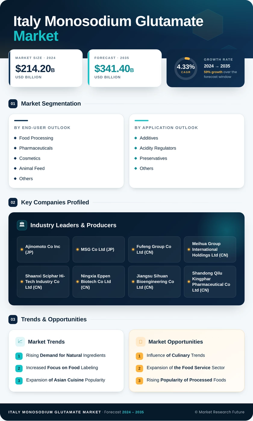Italy Monosodium Glutamate Market Research Report - Forecast Report 2035 Infographic