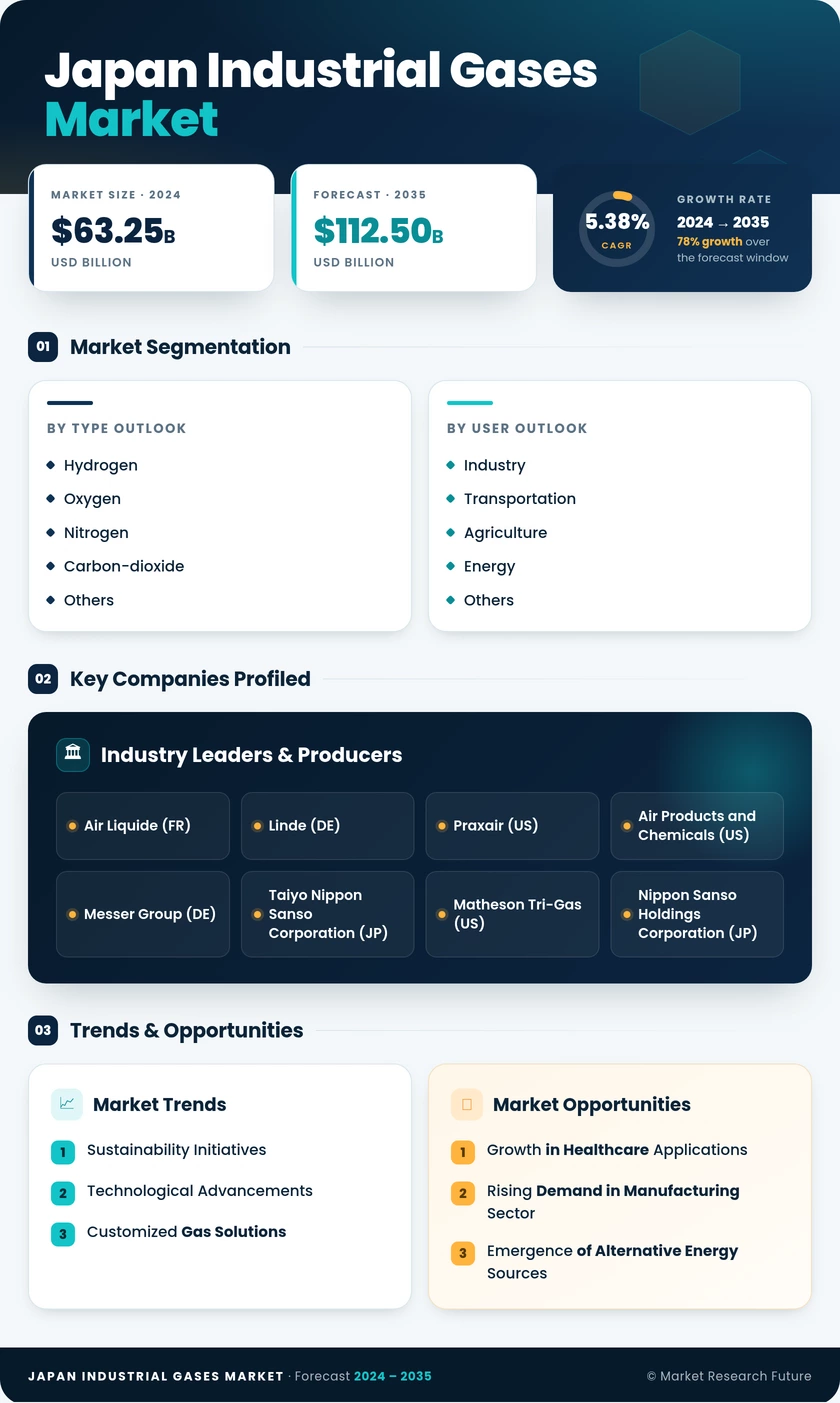 Japan Industrial Gases Market Research Report - Forecast till 2035 Infographic