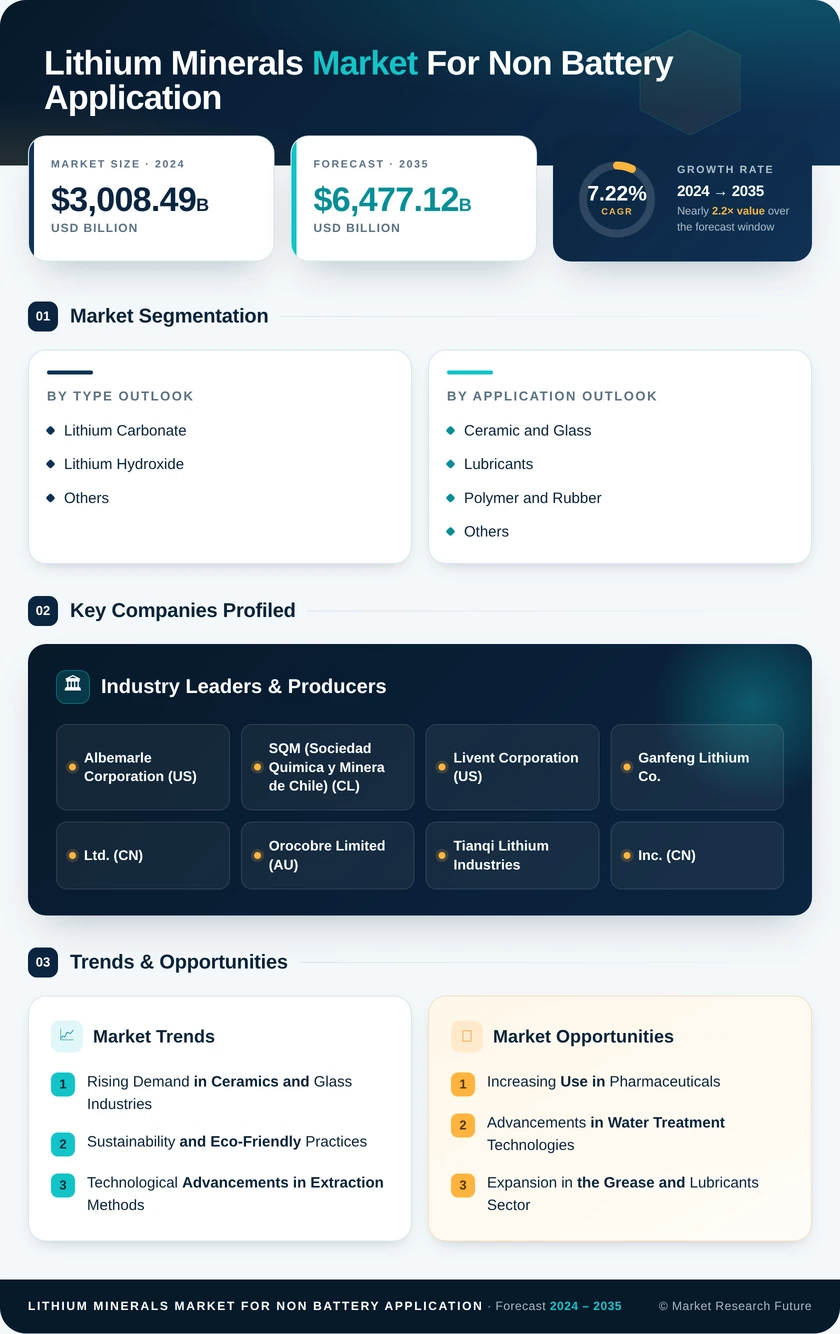 Lithium and Lithium Minerals Market for Non-Battery Application Research Report—Global Forecast till 2035 Infographic