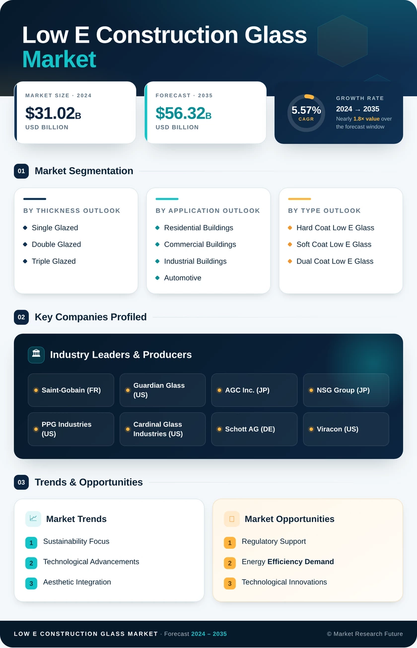 Low E Construction Glass Market Research Report- Global Forecast till 2035 Infographic