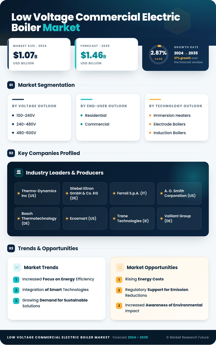 Low Voltage Commercial Electric Boiler Market Research Report — Global Forecast till 2035 Infographic