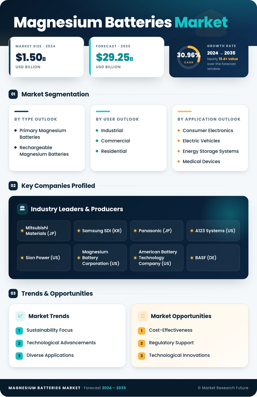 Magnesium Batteries Market Research Report — Global Forecast till 2035 Infographic