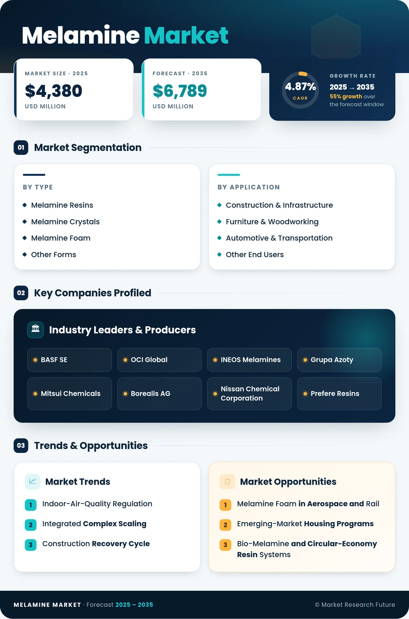 Melamine Market Research Report – Forecast to 2035 Infographic
