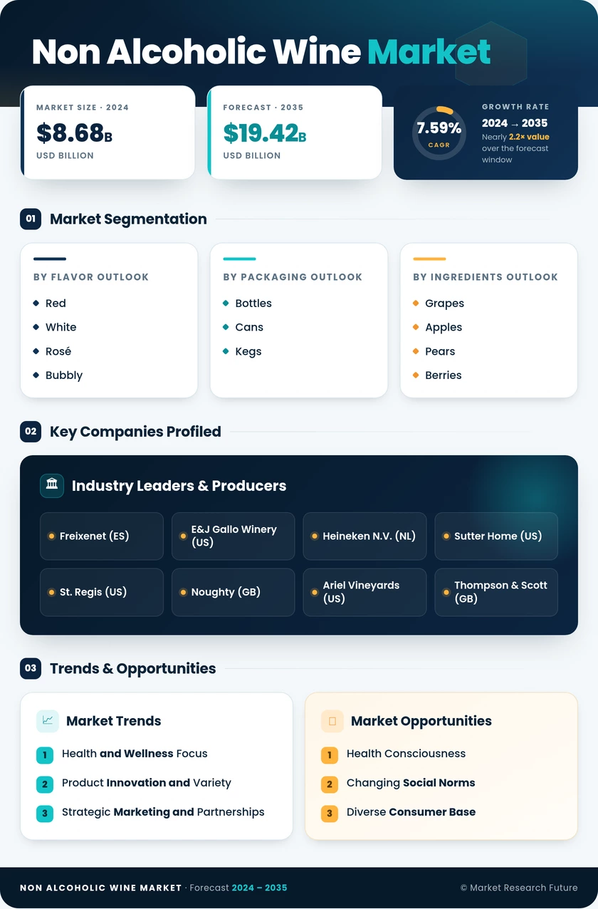 Non-Alcoholic Wine Market Research Report — Global Forecast till 2035 Infographic