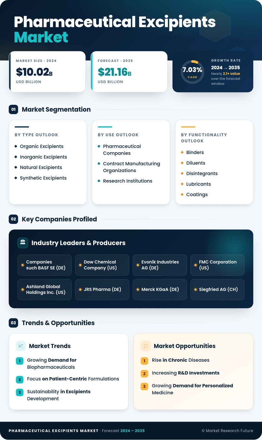 Pharmaceutical Excipients Market Research Report-Forecast to 2035 Infographic