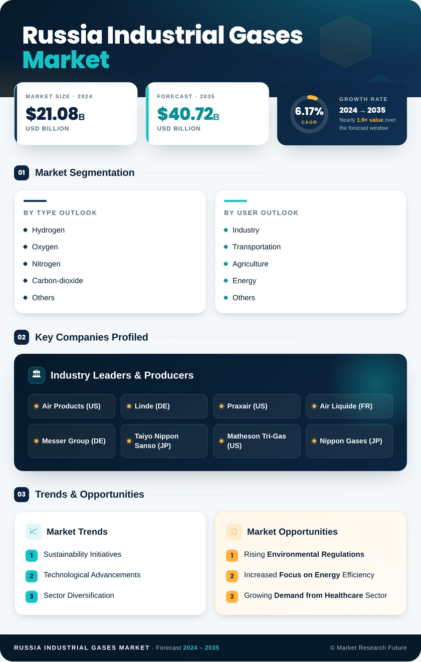 Russia Industrial Gases Market Research Report — Global Forecast till 2035 Infographic