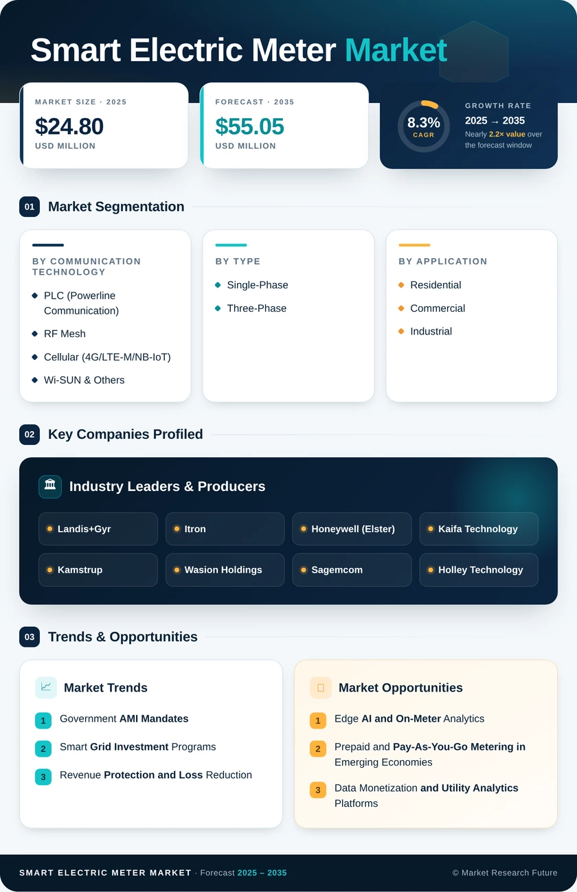 Smart Electric Meter Market Research Report — Global Forecast till 2035 Infographic