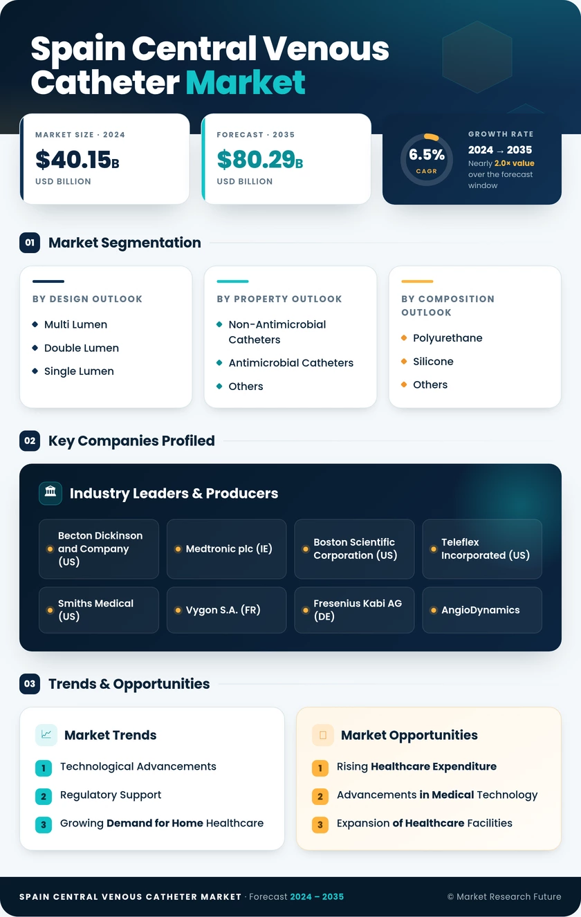 Spain Central Venous Catheter Market Research Report- Forecast To 2035 Infographic