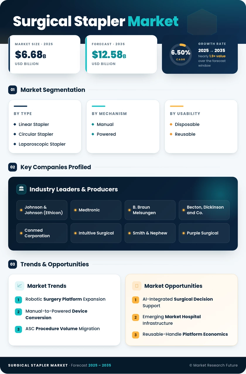 Surgical Staplers Market Research Report – Forecast to 2035 Infographic