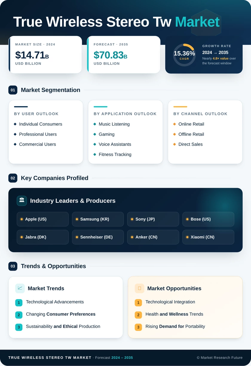 True Wireless Stereo TW Market Research Report — Forecast Till 2035 Infographic