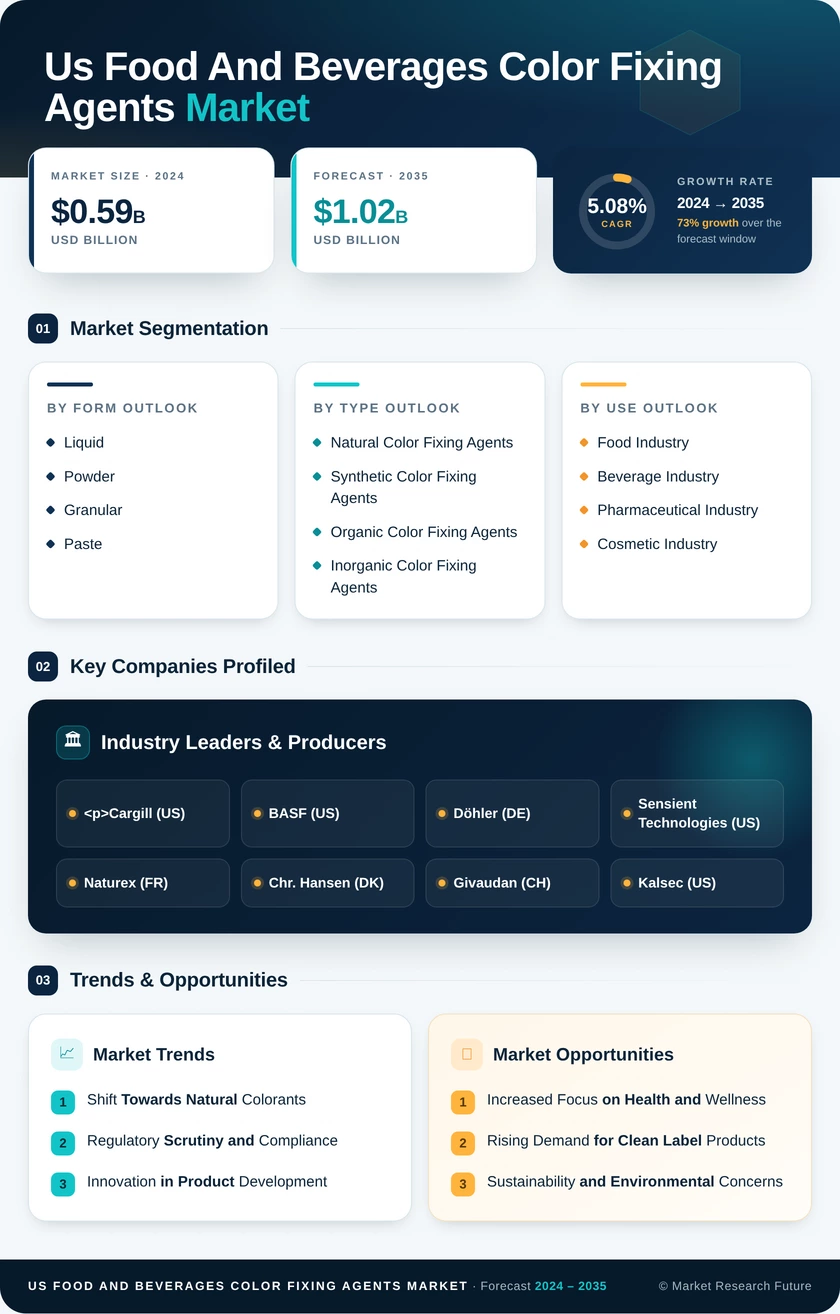 US Food and Beverages Color Fixing Agents Market Research Report — Forecast till 2035 Infographic