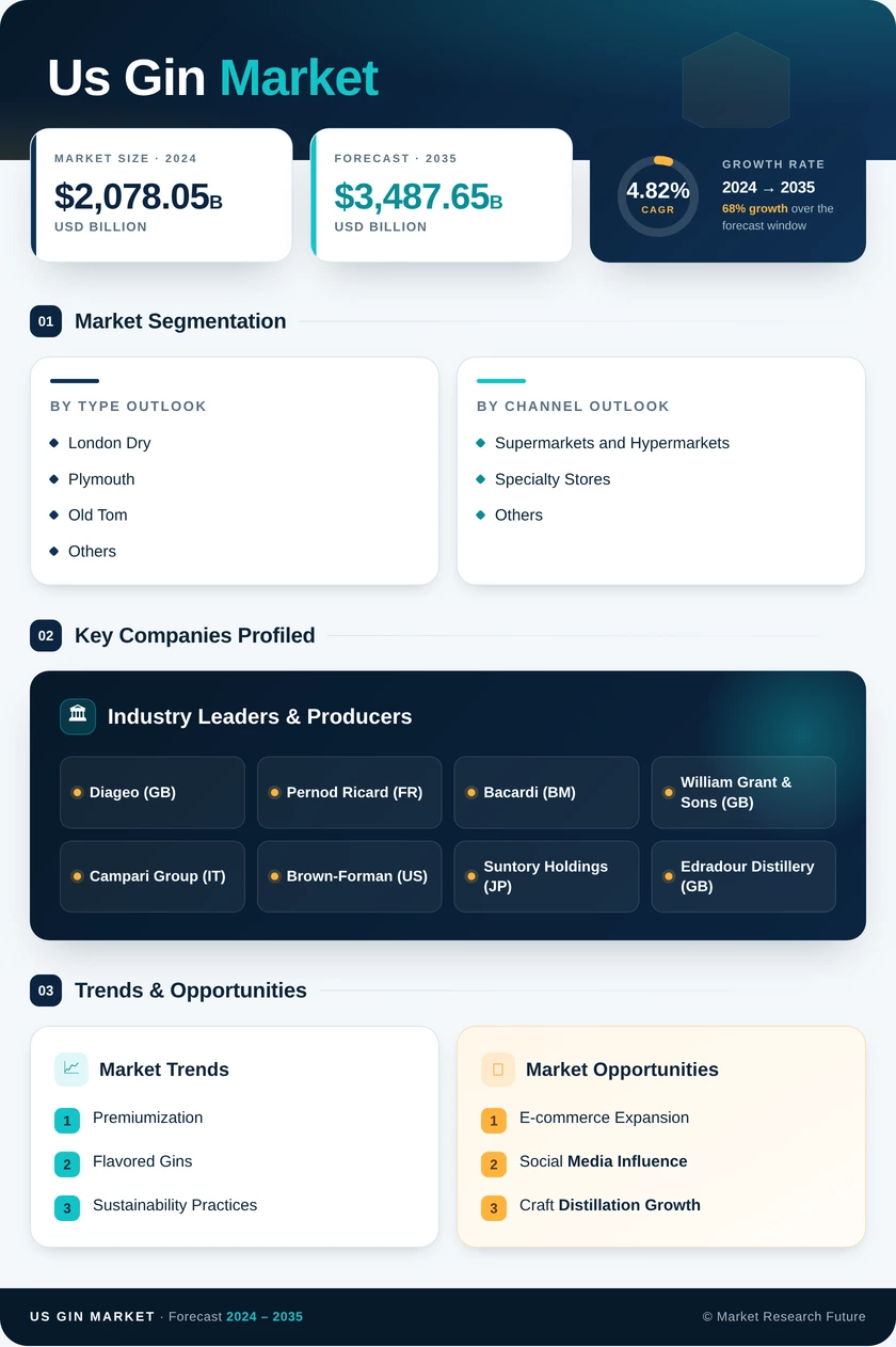 US Gin Market Research Report — Forecast till 2035 Infographic