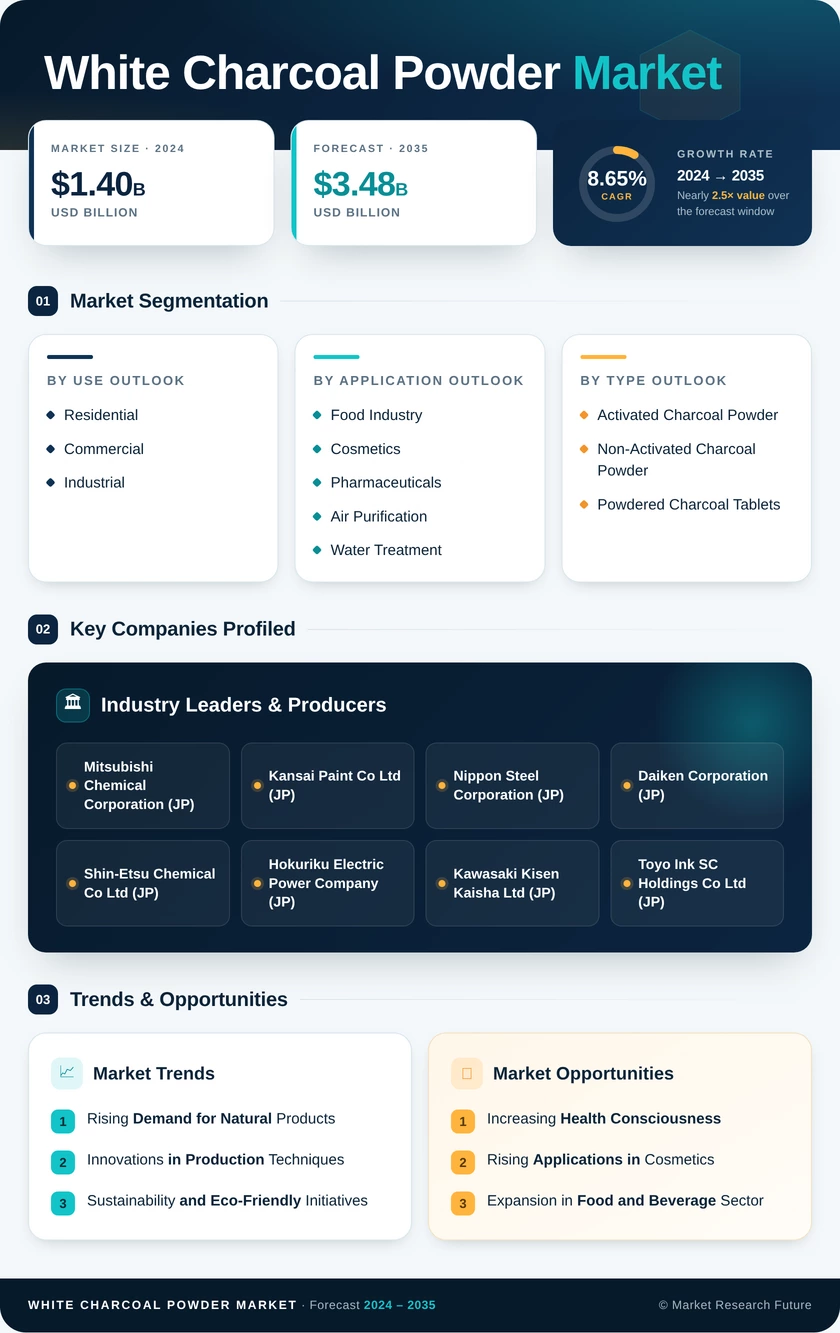 White Charcoal Powder Market Research Report - Global Forecast till 2035 Infographic