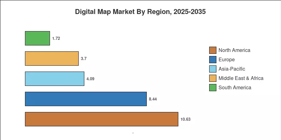 Digital Map Market By Region, 2025-2035